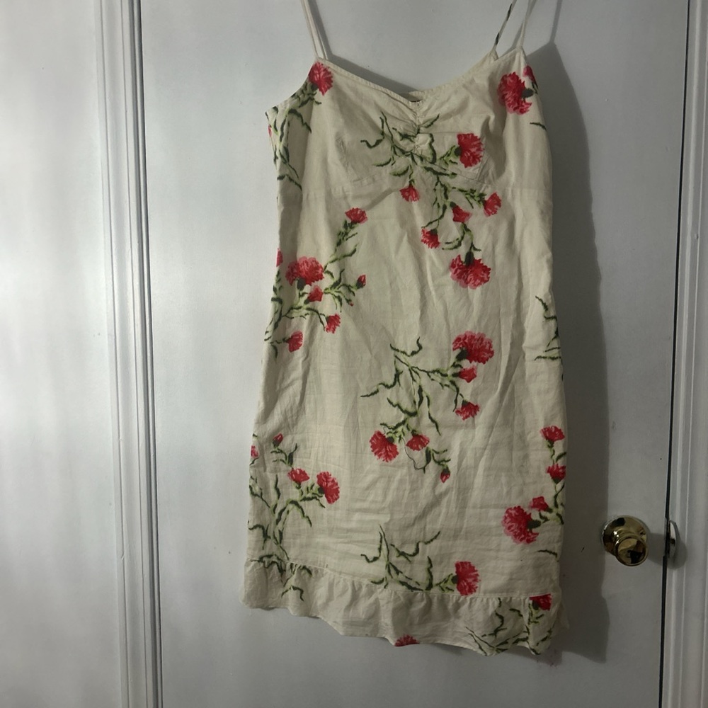 Esprit Cream Dress with Red Floral Design